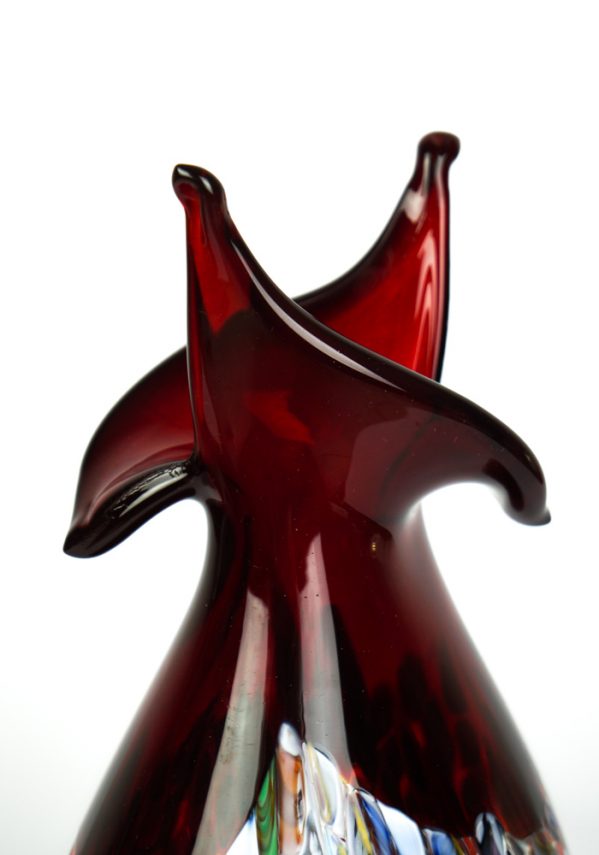 Fuego - Blown Vase Red And Murrina Millefiori