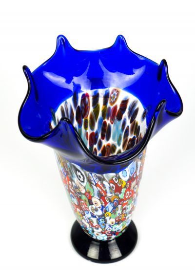 Dori - Blown Vase Blue And Murrina Millefiori