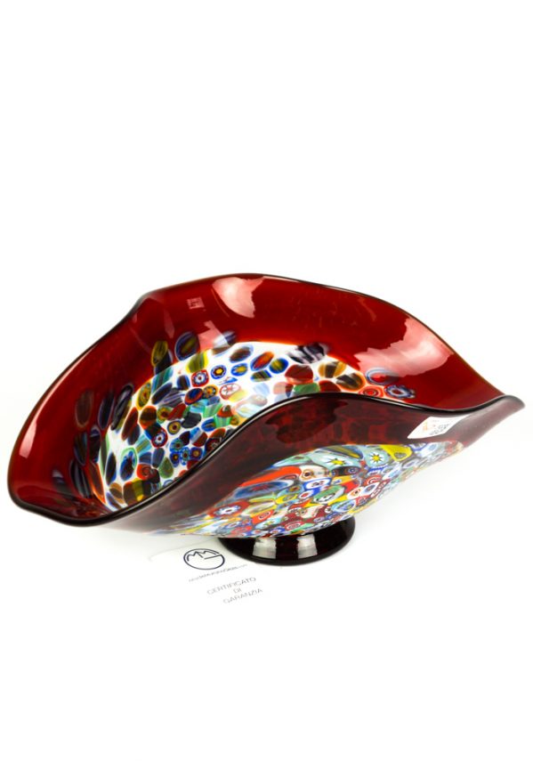 Sorrento - Red Murano Glass Bowl And Millefiori