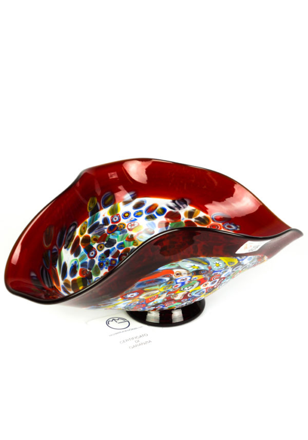 Sorrento - Red Murano Glass Bowl And Millefiori