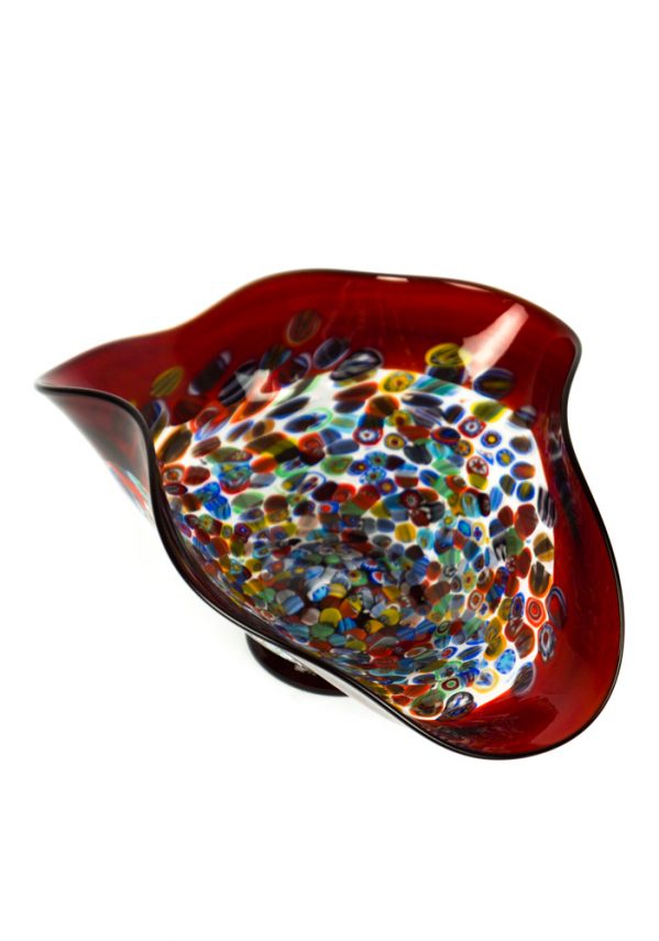 Sorrento - Red Murano Glass Bowl And Millefiori