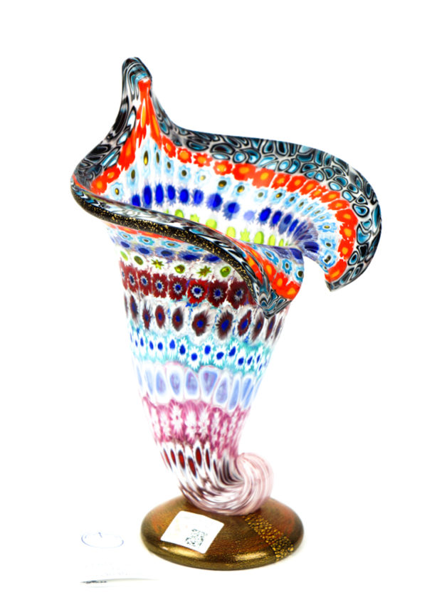 Cornucopia - Mosaic Vase With Murrina Millefiori And Gold 24kt