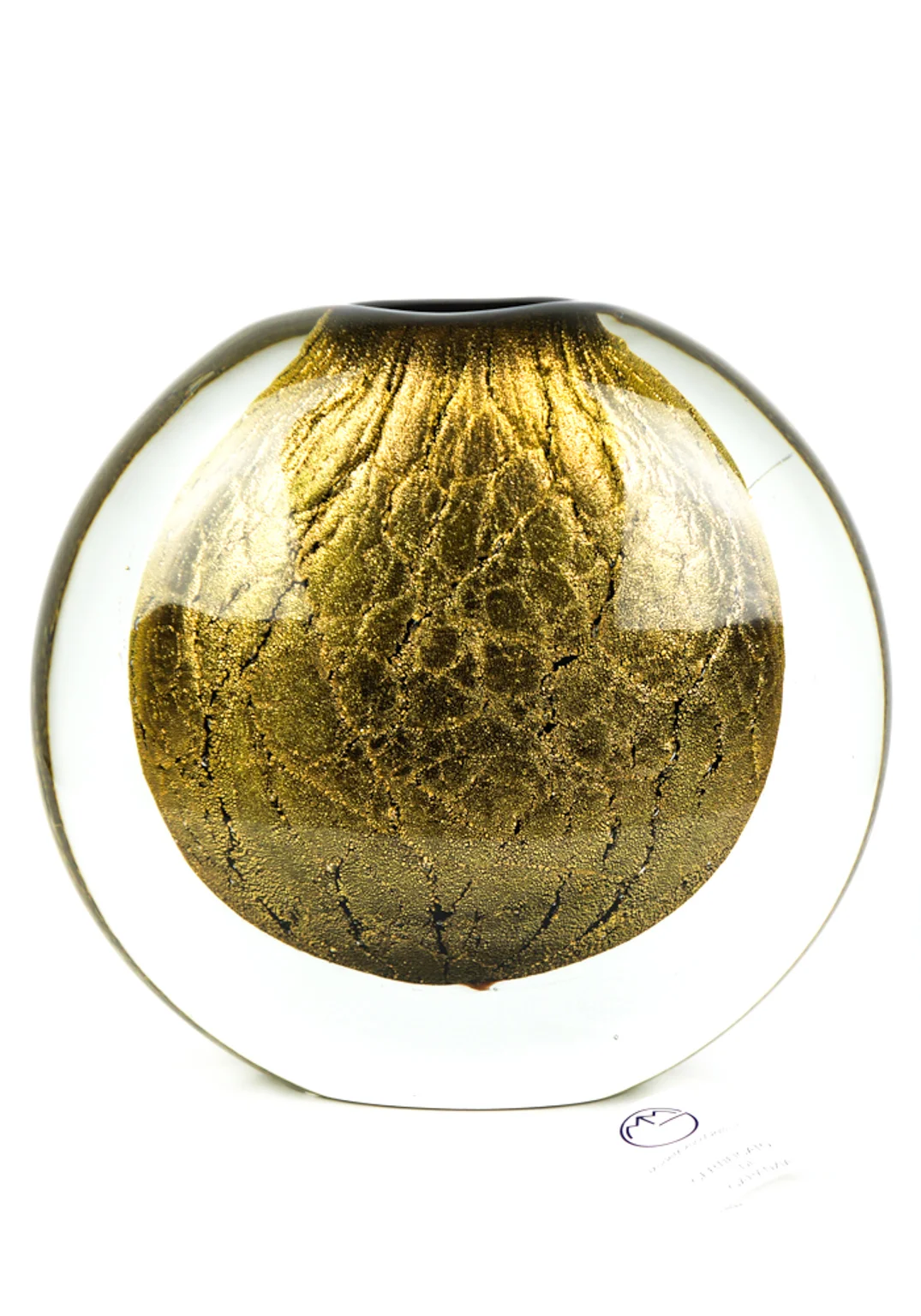Luxe - Venetian Blown Glass Vase Black And Gold - Made Glass