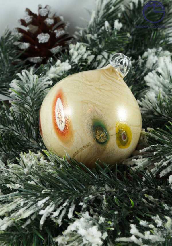 Sergio - Christmas Ball In Venetian Blown Glass With Murrina Millefiori And Gold