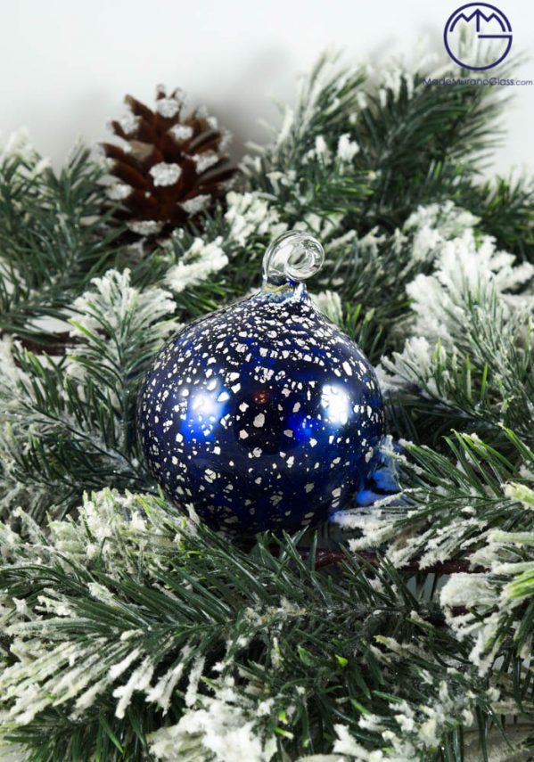 Christmas Ball In Venetian Blown Glass With Silver