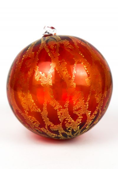 Xmas Red Ball With Gold Leaf 24kt