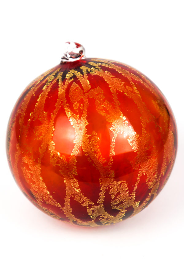 Xmas Red Ball With Gold Leaf 24kt