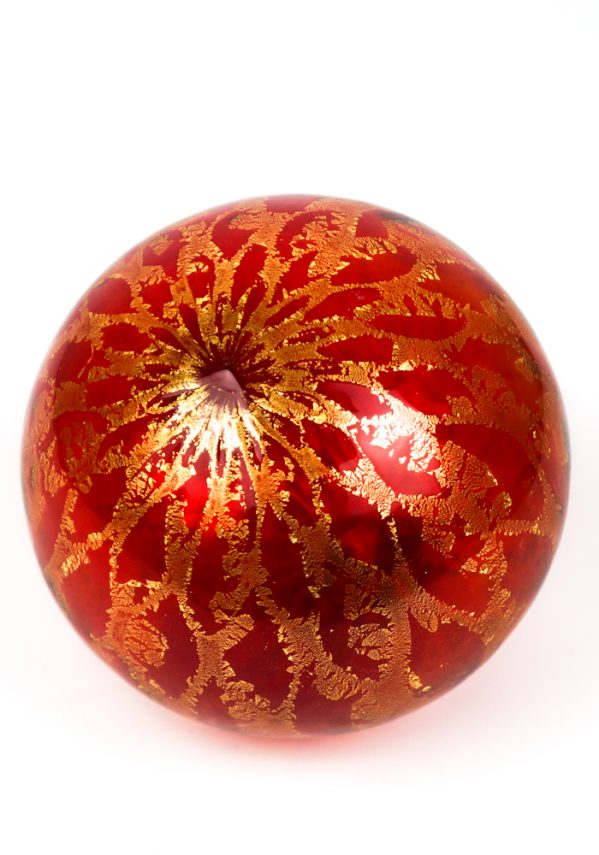 Xmas Red Ball With Gold Leaf 24kt