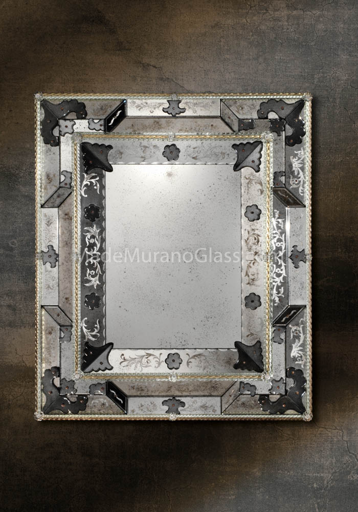 Black Silver Murano Glass Mirror  - Ca D’oro