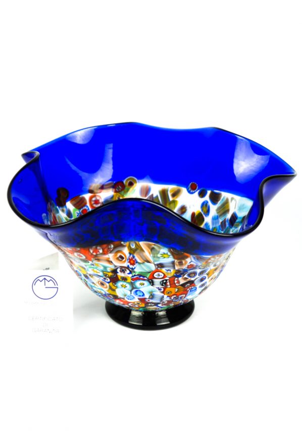 Fisty - Blue Murano Glass Bowl And Millefiori