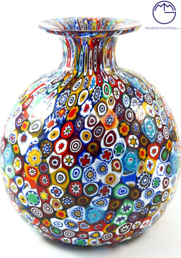 Venetian Glass Vase With Murrina Millefiori