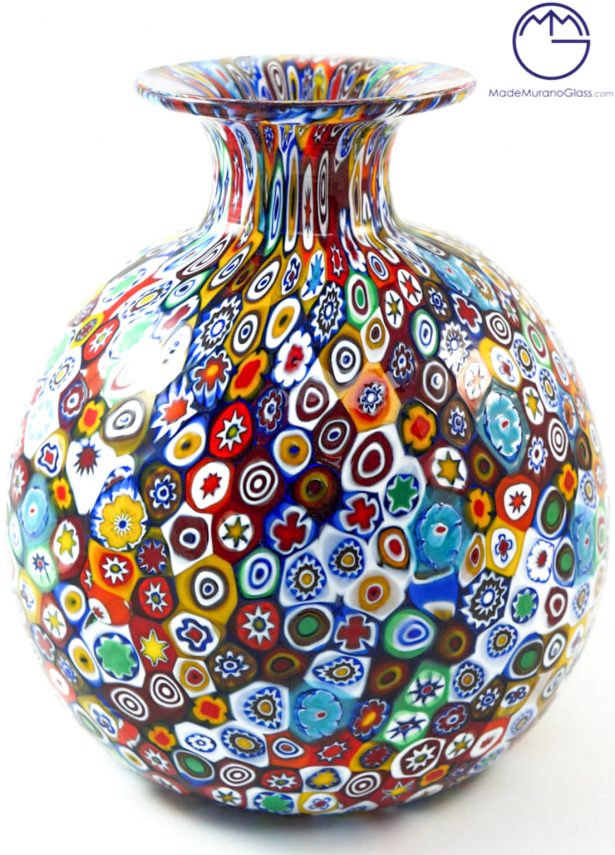 Venetian Glass Vase With Murrina Millefiori