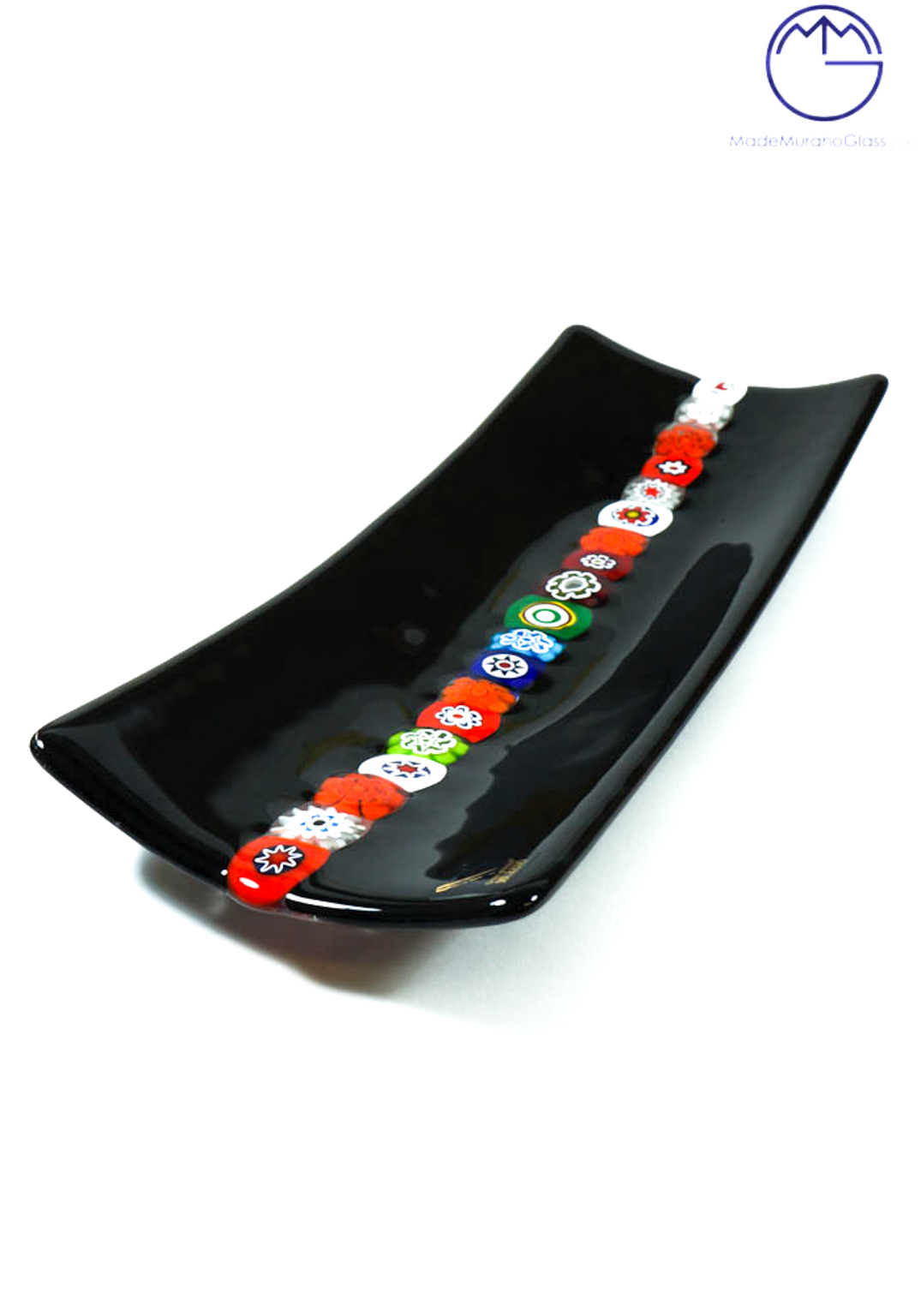 Black Plate With Murrine In Murano Glass - Medium Measure