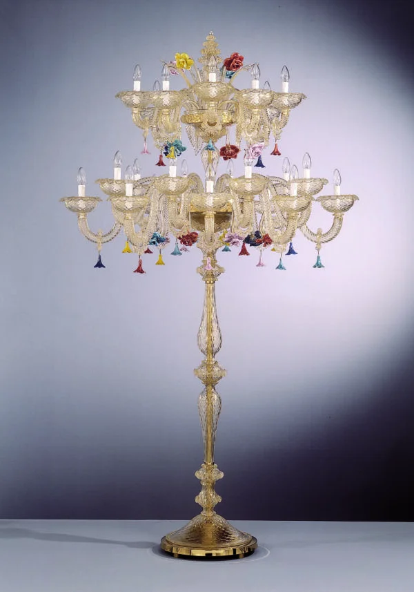 Gold Murano Floor Lamp With 24 Lights