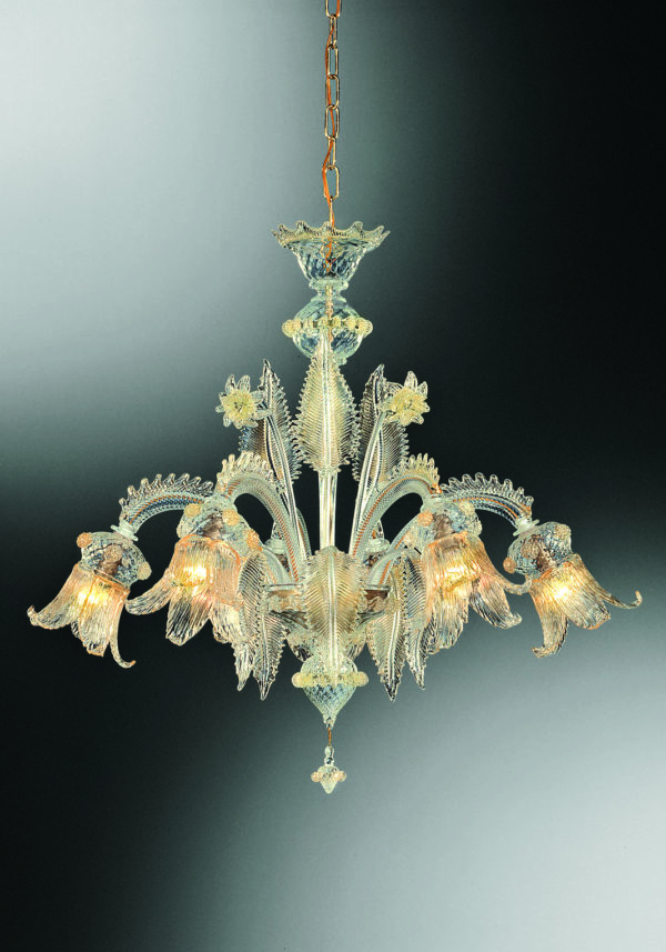 Venetian Glass Chandelier "Greci" With 6 Lights