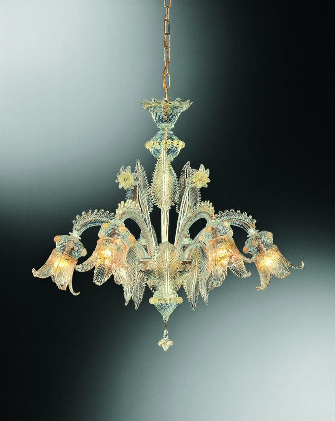 Venetian Glass Chandelier "Greci" With 6 Lights