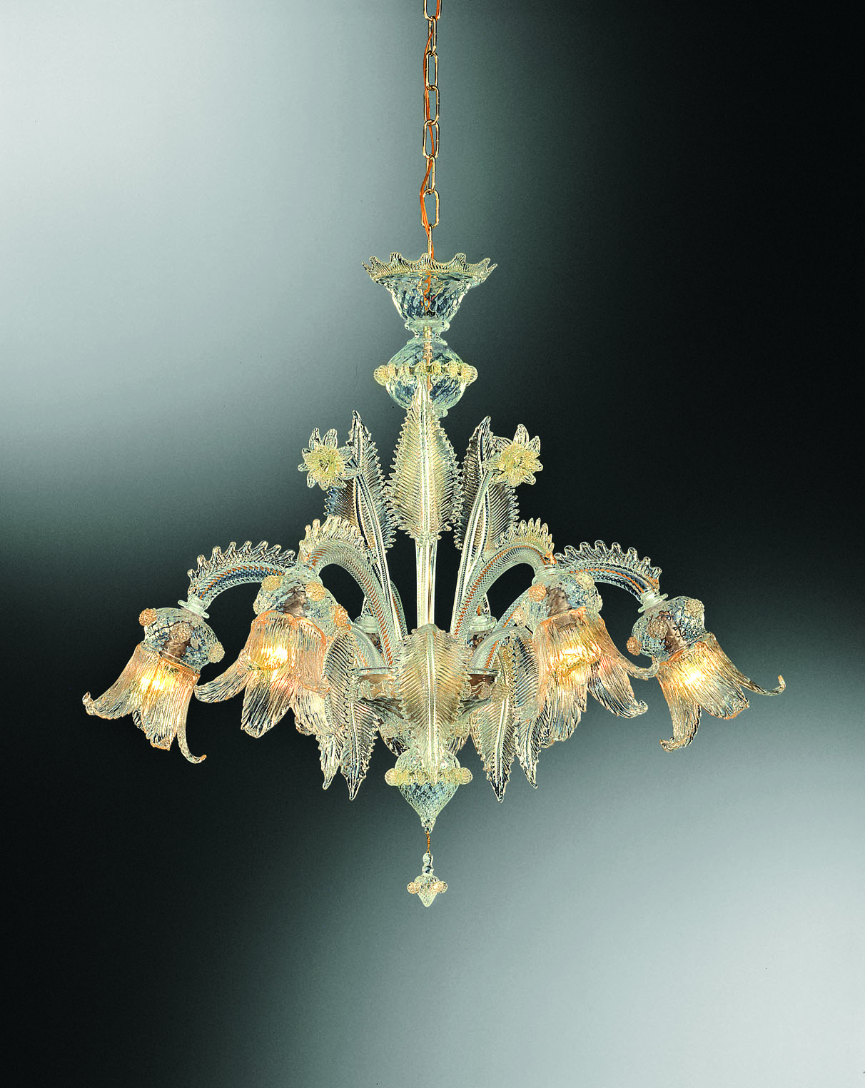 Venetian Glass Chandelier “Greci” With 6 Lights