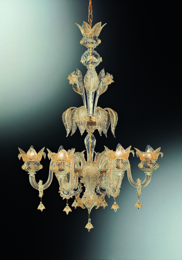 All Gold Murano Chandelier "Ducale" With 6 Lights