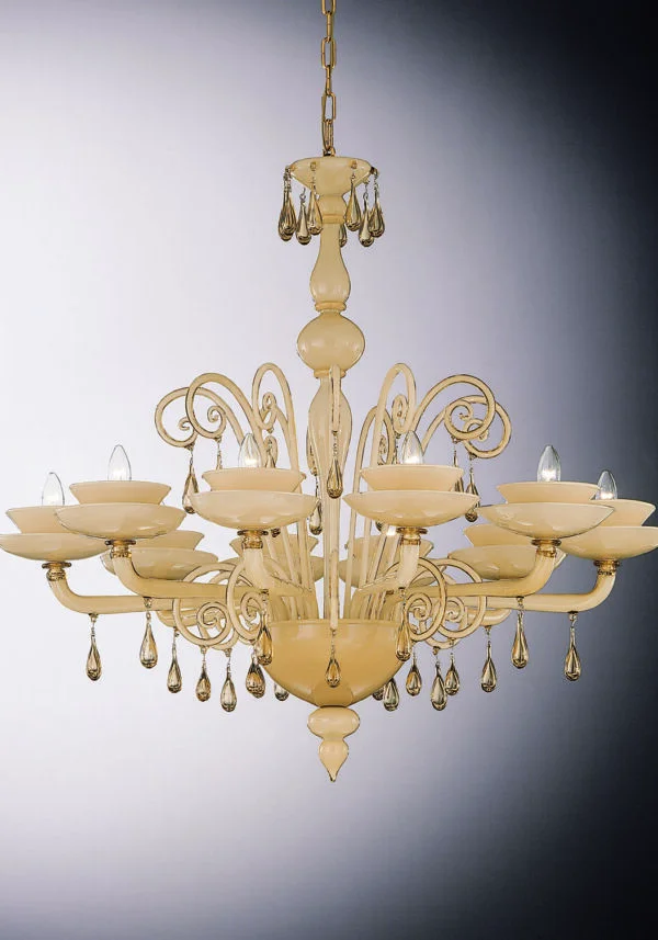 Venetian Glass Chandelier "CELLINI" With 10 Lights - Murano Glass