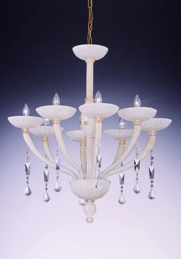 White Moder Murano Chandelier "CAPRI" With 8 Lights