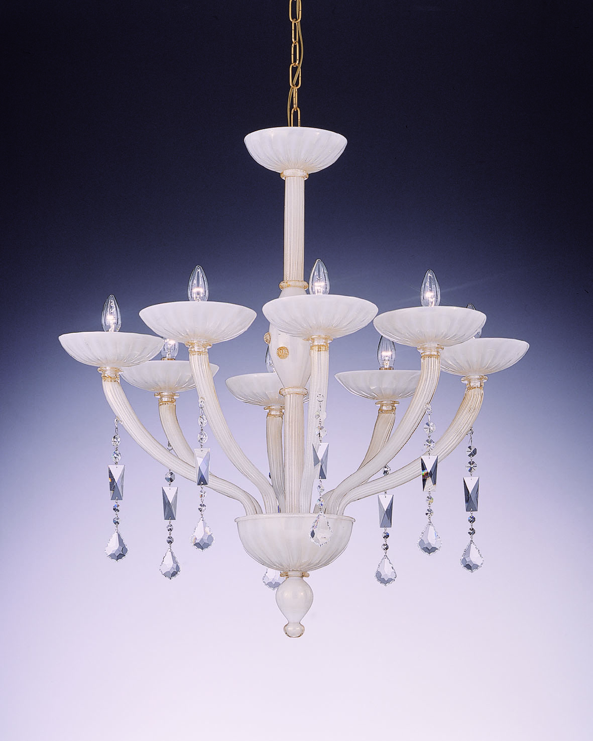 White Moder Murano Chandelier “CAPRI” With 8 Lights