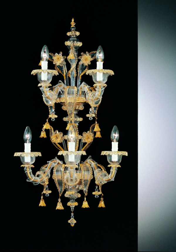 Gold Wall Lamp Rezzonico 5 Lights In Murano Glass