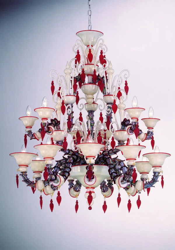 Glass Murano Chandelier “Frank Rezzonico“ With 9+6 Lights