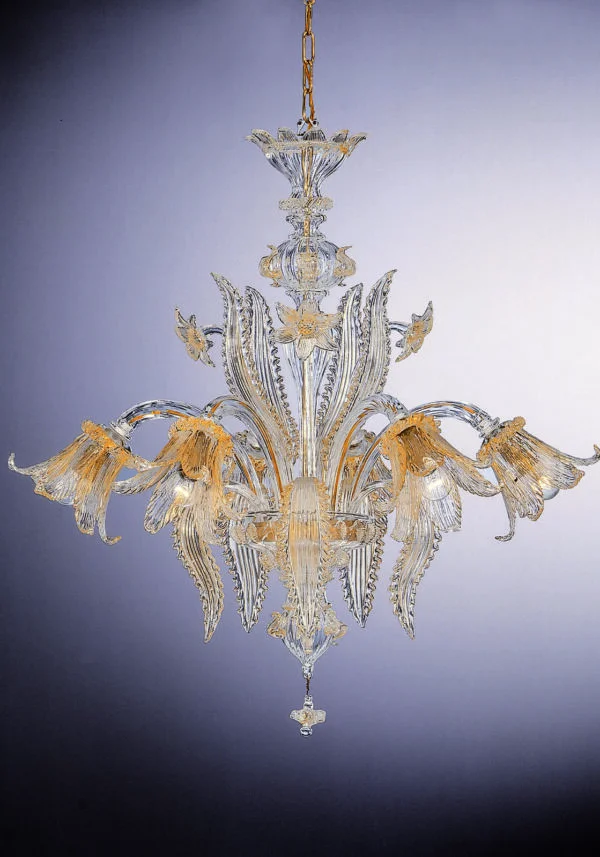 Venetian Glass Chandelier "Venezia" With 6 Lights