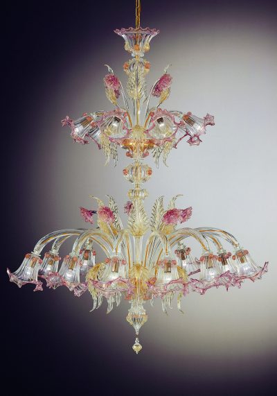 Pink Gold Chandelier “Daitona” With 10+6 Lights
