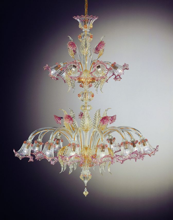 Pink Gold Chandelier "Daitona" With 10+6 Lights