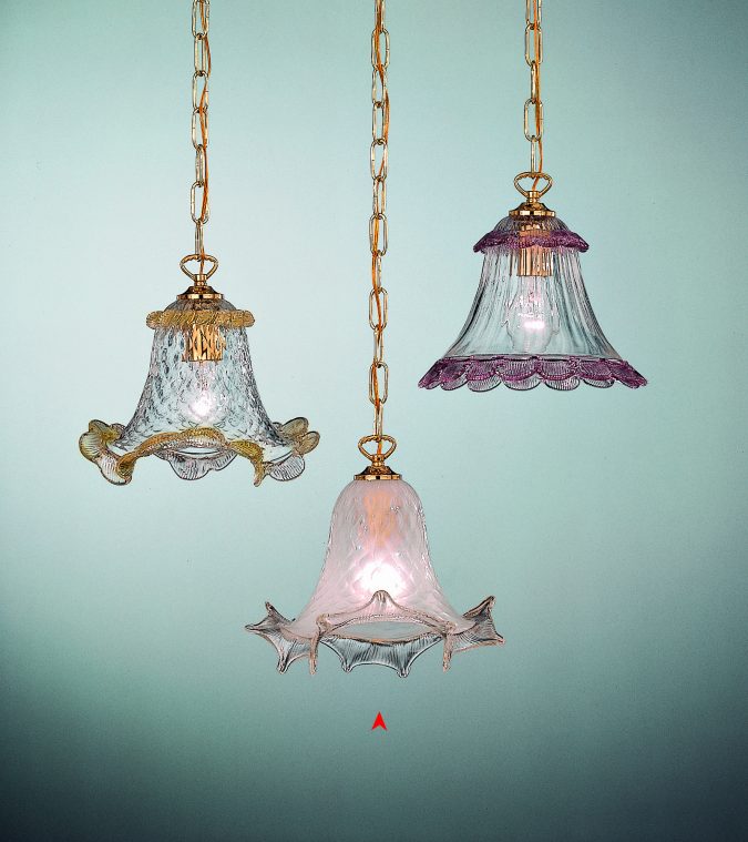 Venetian Glass Lamps With Decorations In Gold 24 Carats