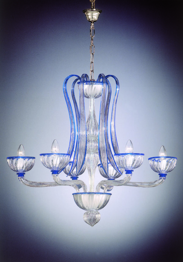 Venetian Glass Chandelier "Formosa" With 6 Lights