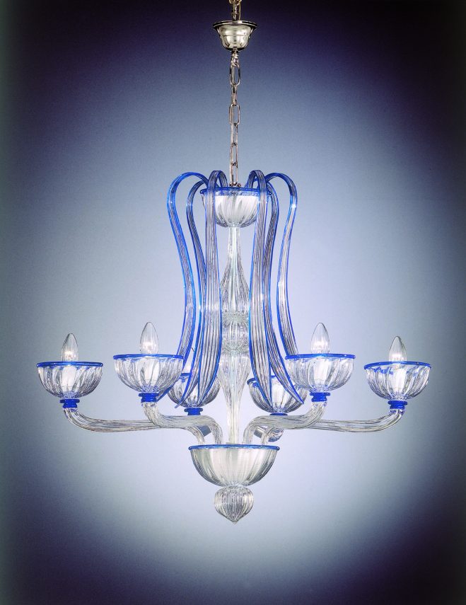 Venetian Glass Chandelier "Formosa" With 6 Lights