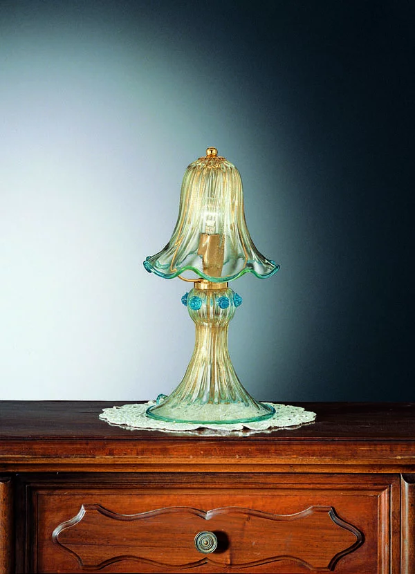 Venetian Glass Lamps "LUME" In Gold 24 Carats - Venetian Blown Glass