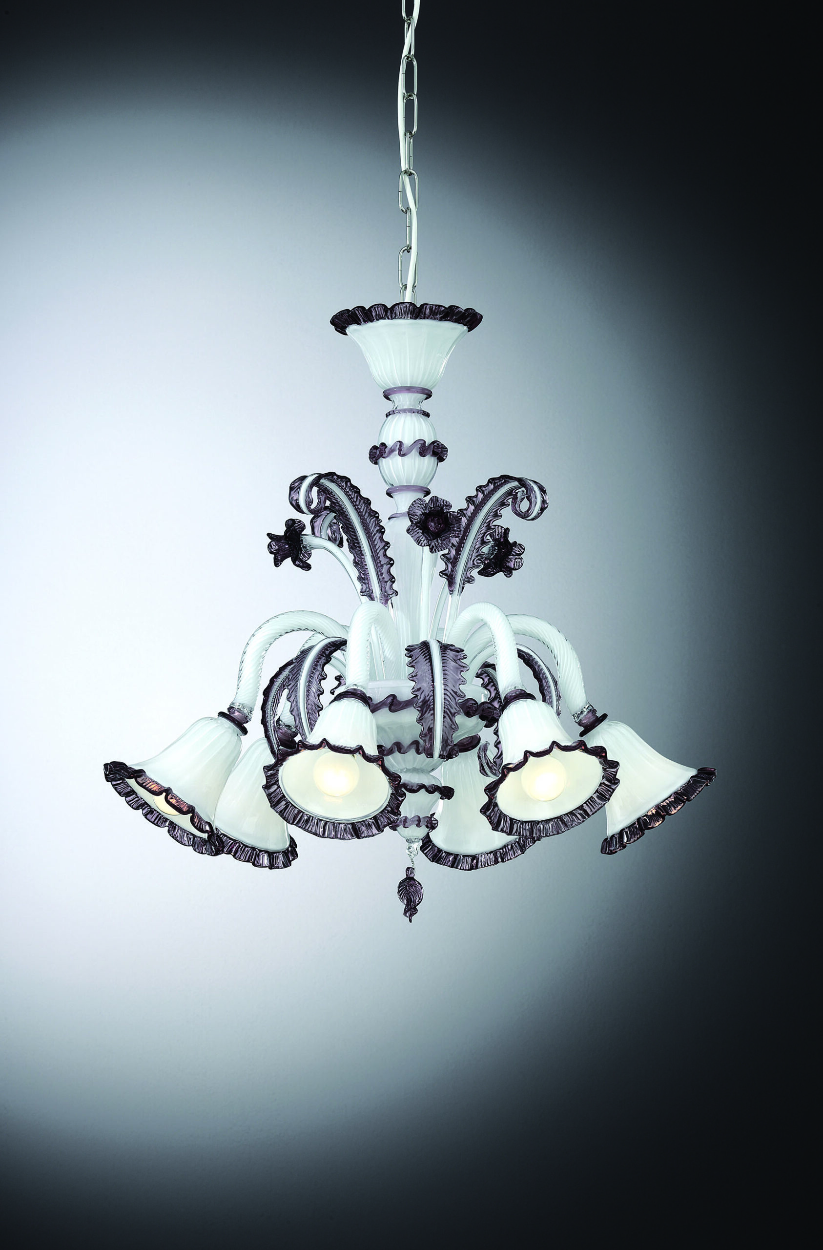 Exclusive Venetian Glass Chandelier "Labia" With 6 Lights