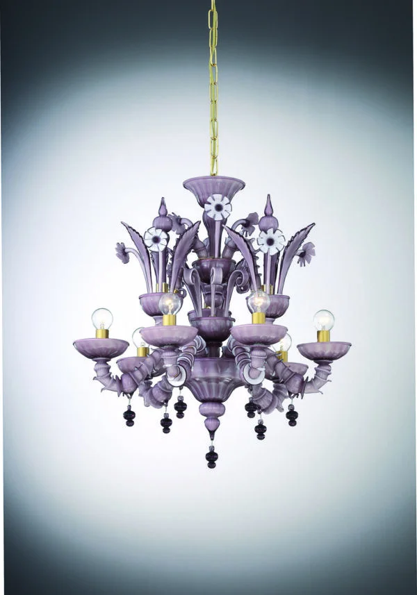 Violet Murano Chandelier "Rezzonico" With 6 Lights