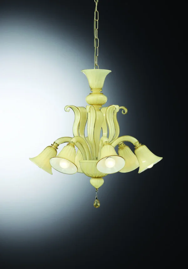 Venetian Glass Chandelier "CA' Dario" With 6 Lights
