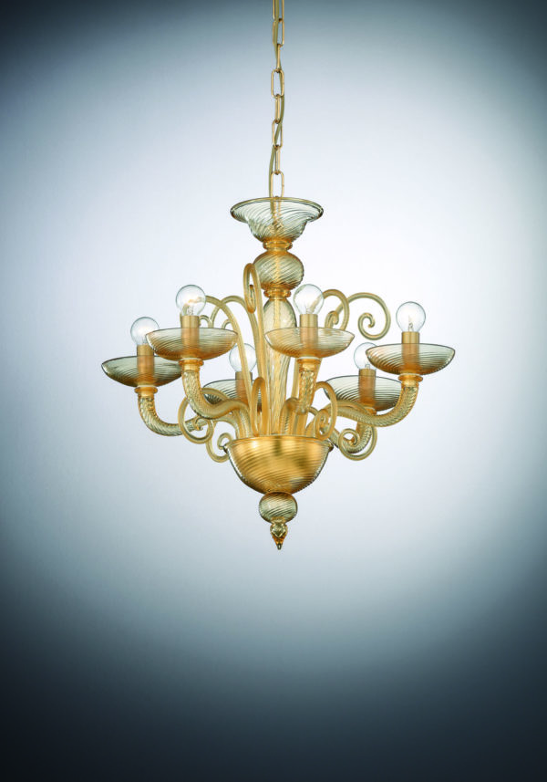 Murano Art Glass Chandelier "Ca' Foscari" With 6 Lights