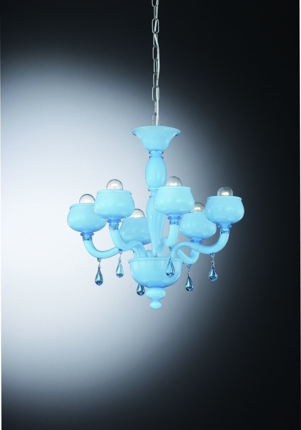 Light Blue Chandelier "Giustinian" With 6 Lights