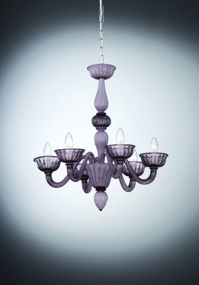 Murano Chandelier Amethyst “Agnese” With 6 Lights