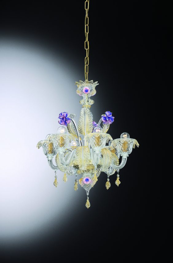 Venetian Glass Chandelier "Giobbe" With 6 Lights