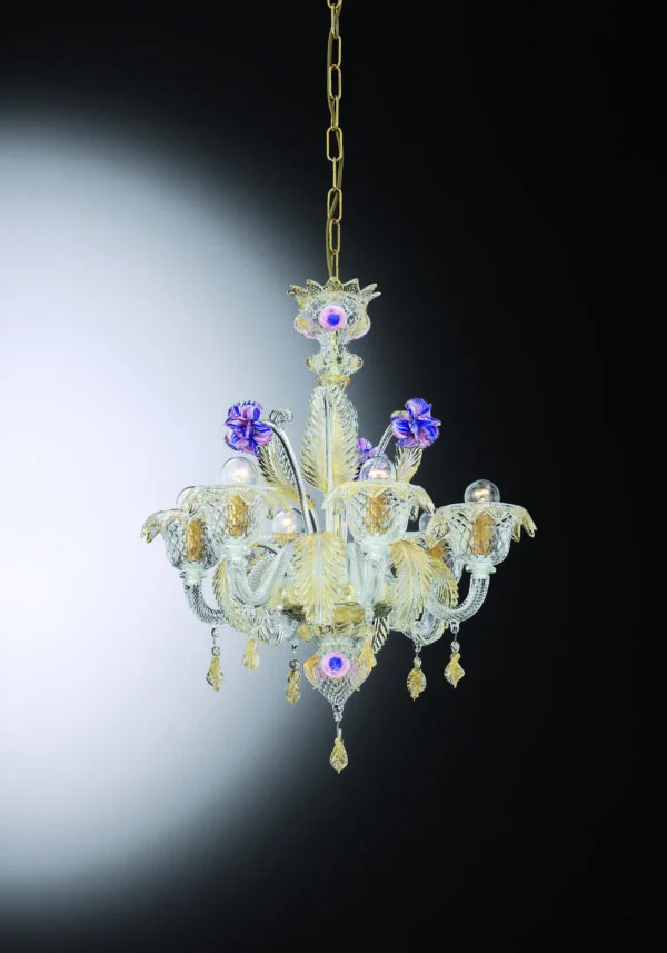 Venetian Glass Chandelier "Giobbe" With 6 Lights