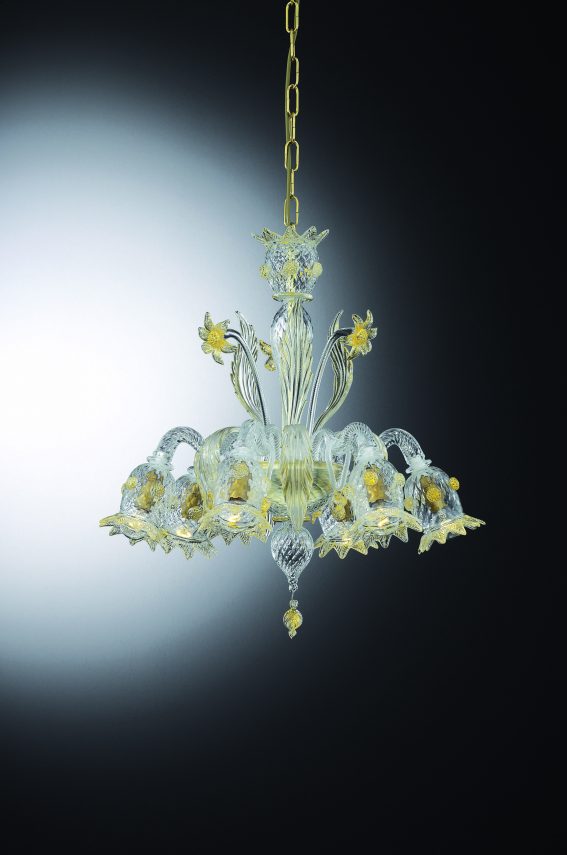 Venetian Glass Chandelier "BASEGIO" With 6 Lights - Murano Glass
