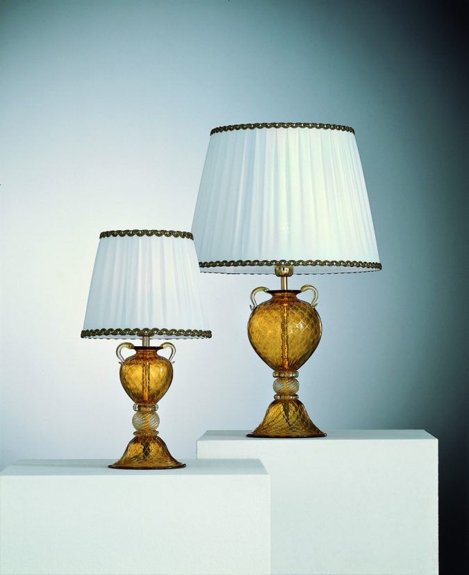 2 Murano Glass Lamps With Gold 24 Carats - Murano Art