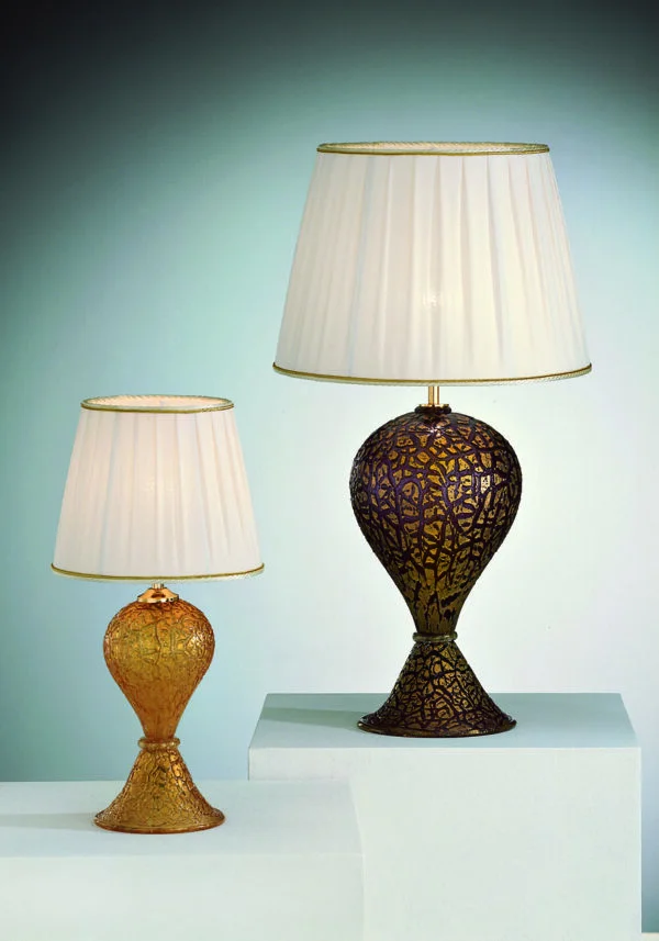 2 Venetian Glass Lamps With Gold 24 Carats - Murano Glass