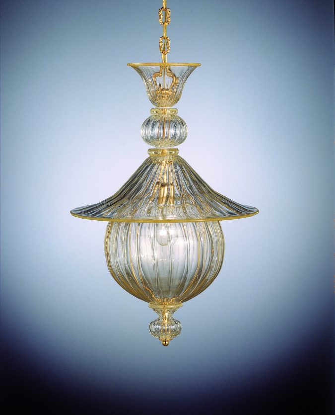 Murano Glass Lantern With Gold 24 Carats Glass Lamps Made