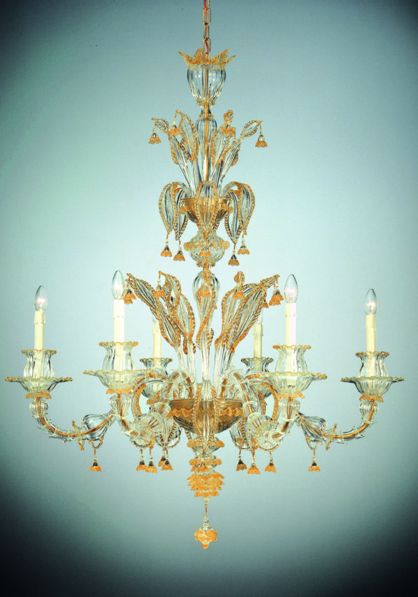 Special Venetian Glass Chandelier "Geremia" With 6 Lights - Murano Art