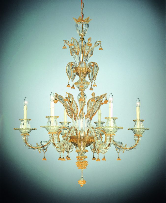 Special Venetian Glass Chandelier "Geremia" With 6 Lights - Murano Art