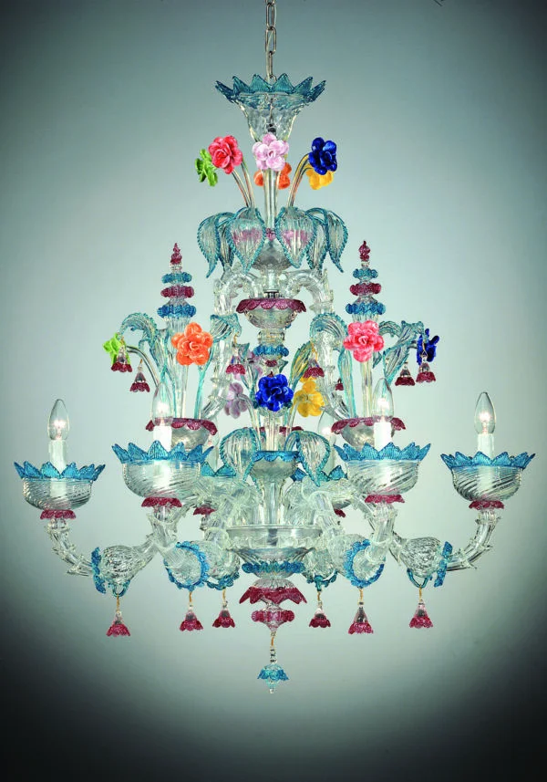 Blown Glass Chandelier “Rezzonico” With 6 Lights