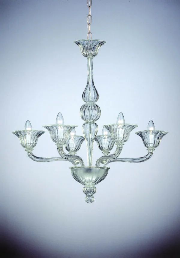 Venetian Blown Chandelier "Bortolo" With 6 Lights